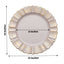 6-Pack Acrylic Plastic Round Charger Plates 13" in Nude Taupe with Gold Brushed Wavy Scalloped Rim, Decorative Dinner Party Charger Tableware