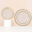 10-Pack Plastic 10" Round Dinner Plates in Taupe with Gold Scalloped Rim - Disposable Party Plates