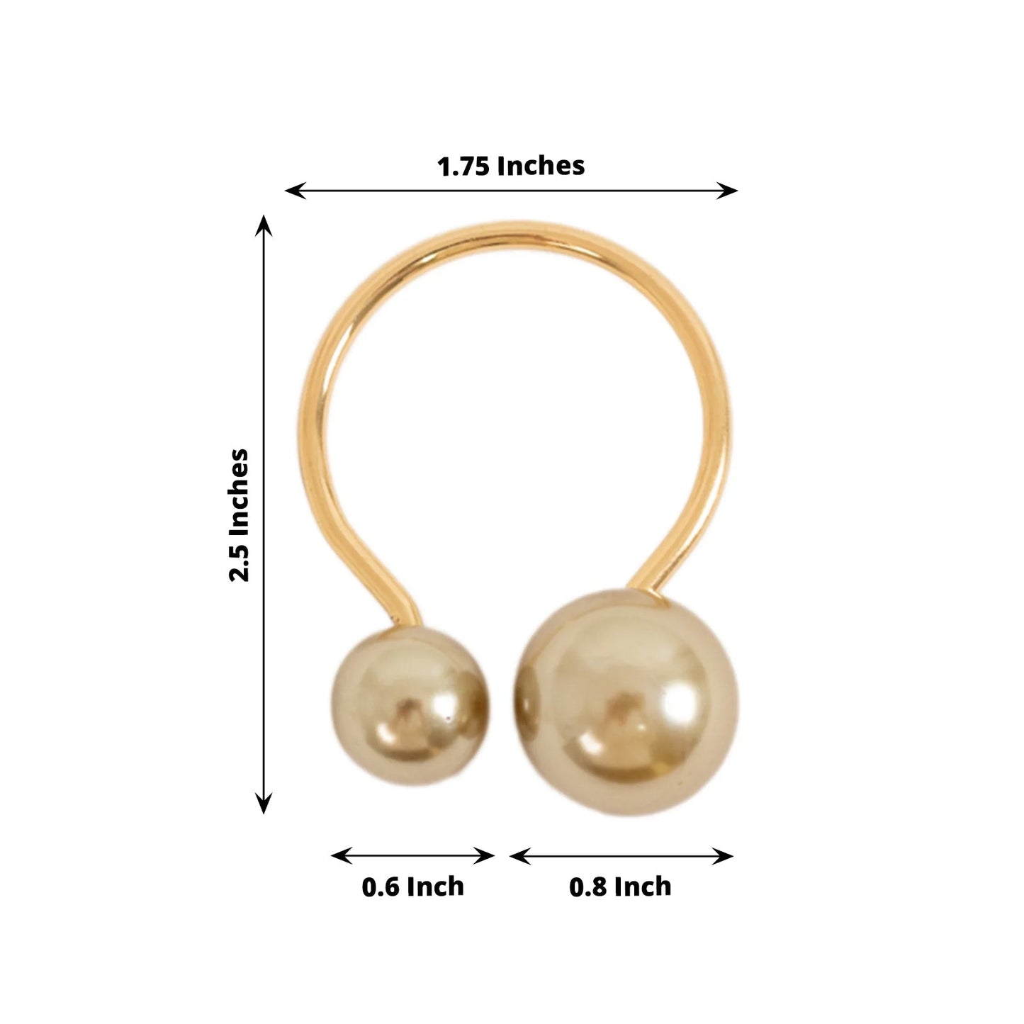 10 Pack Champagne Pearl Metal Napkin Holders Dining Table Decor, Elegant Round Wedding Napkin Rings - 2.5"