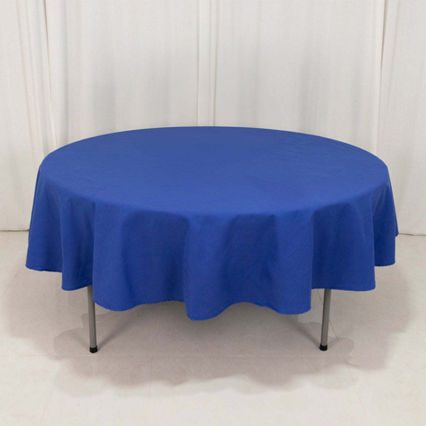 Cotton Blend 90" Round Tablecloth Royal Blue - Wrinkle-Resistant Table Cover