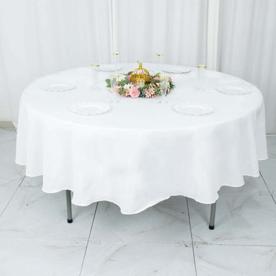 Premium Polyester 90" Round Tablecloth White - Stain and Wrinkle-Resistant 220GSM Table Cover for Weddings & Event Decor
