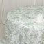 Polyester 132" Round Tablecloth White - Dusty Sage Green French Toile Pattern for Chic Weddings