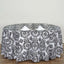 Taffeta 120" Round Tablecloth Black - Seamless Velvet Flocking Damask Design for Sophisticated Gatherings