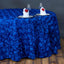 Satin 132" Round Tablecloth Royal Blue - Seamless Grandiose 3D Rosette Table Cover