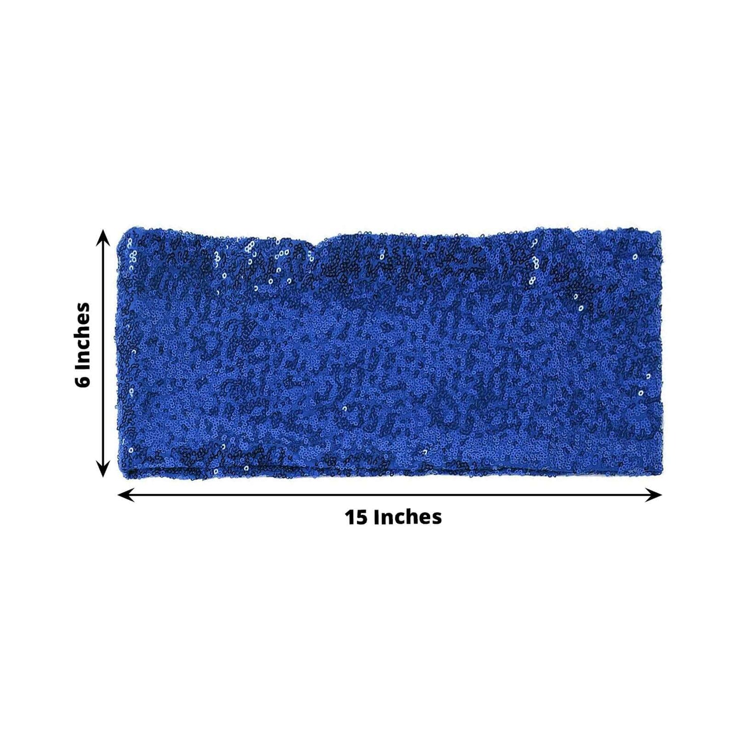 5 Pack Sequin Spandex Chair Sashes Royal Blue - Stretch Chair Bands 6"x15"