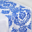 Taffeta Flocking 12"x108" Table Runner Royal Blue Damask - Stylish Table Accent
