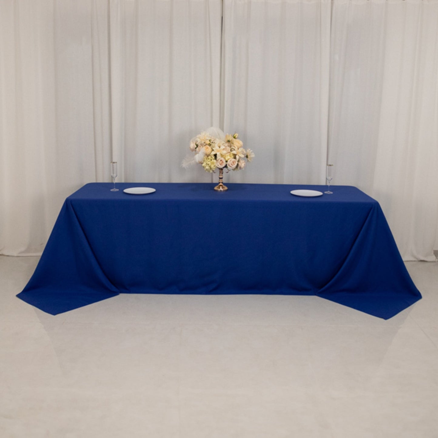 Cotton Blend 90"x156" Rectangle Tablecloth Royal Blue - Seamless Wrinkle-Resistant Table Cover