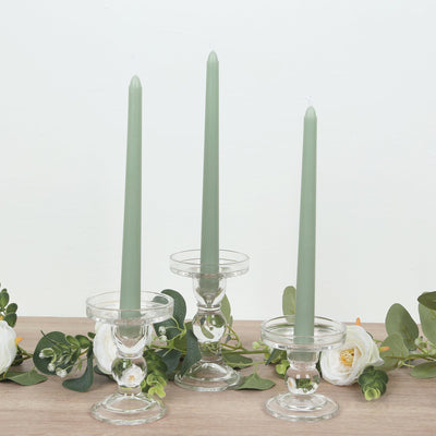 10-Pack Taper Candles Premium Wax Design Sage Green - Unscented Candles for Upscale Settings 10"