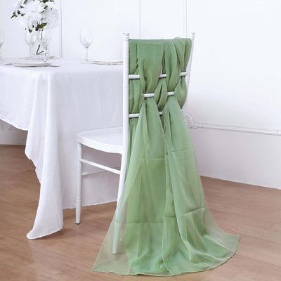 5 Pack Chiffon Chair Sashes Sage Green - Soft & Lightweight Designer Chair Bows 22"x78"