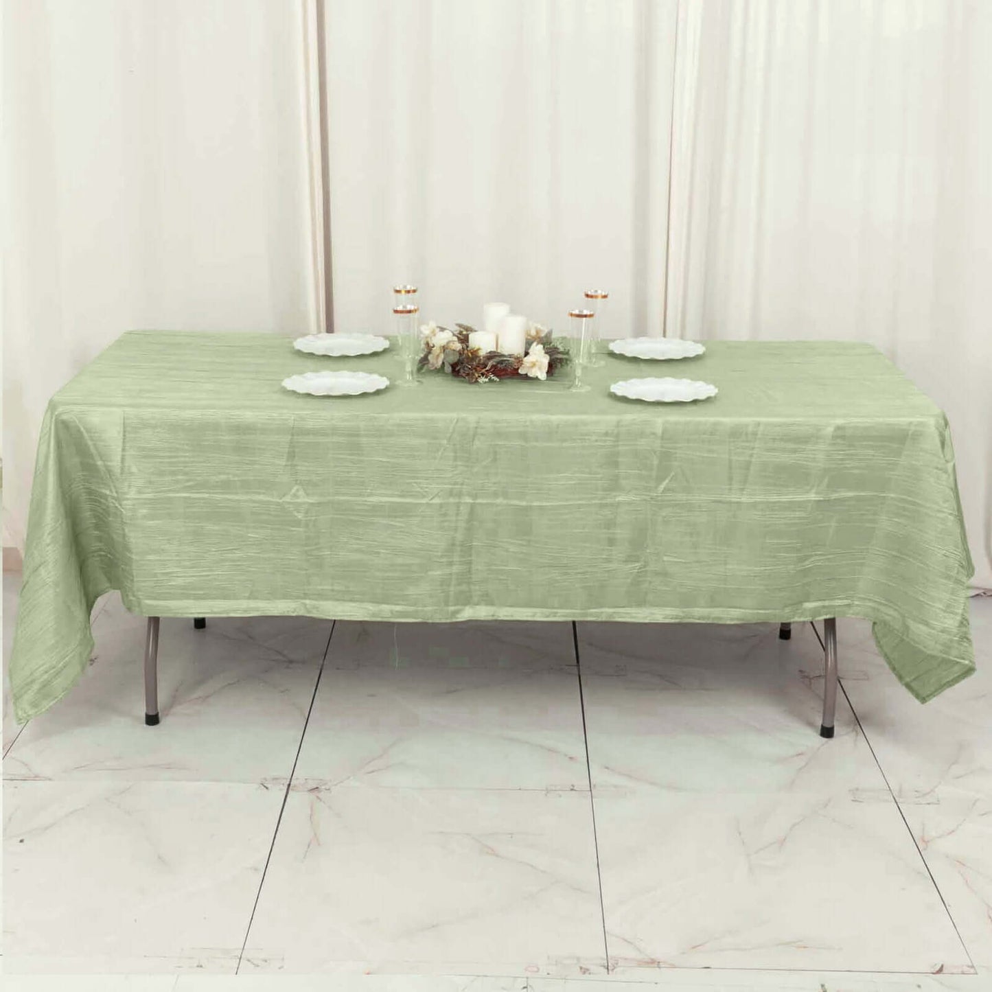 Taffeta 60"x102" Rectangle Tablecloth Sage Green - Accordion Crinkle Table Cover