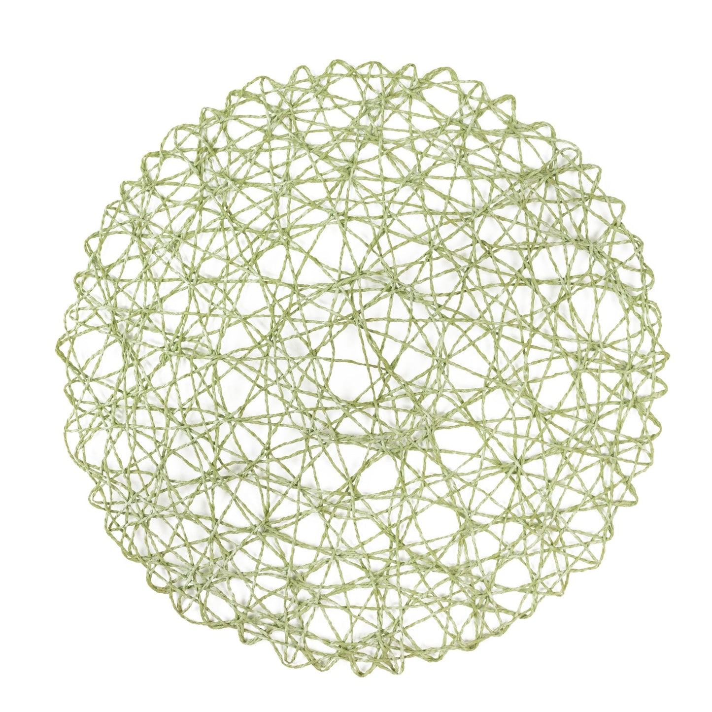 6-Pack Table Placemats Woven Fiber Design Sage Green Round - Disposable Mats for Dining and Events 15"