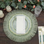 4-Pack Placemats Fringe Edge Design Sage Green Jute Round - Rustic Boho Chic Burlap Table Decor 16"