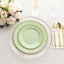 10-Pack Plastic 10" Round Dinner Plates in Sage Green with Gold Beaded Rim - Disposable Party Plates for Banquets & Festive Occasions