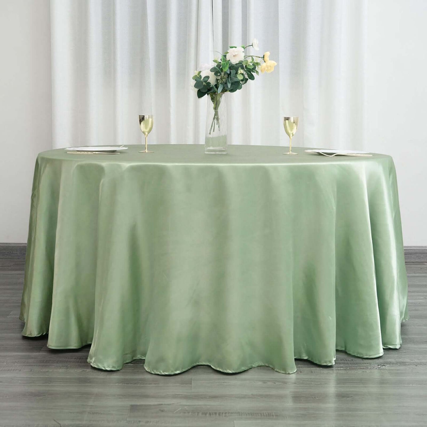 Satin 120" Round Tablecloth Sage Green - Stylish Seamless Table Cover