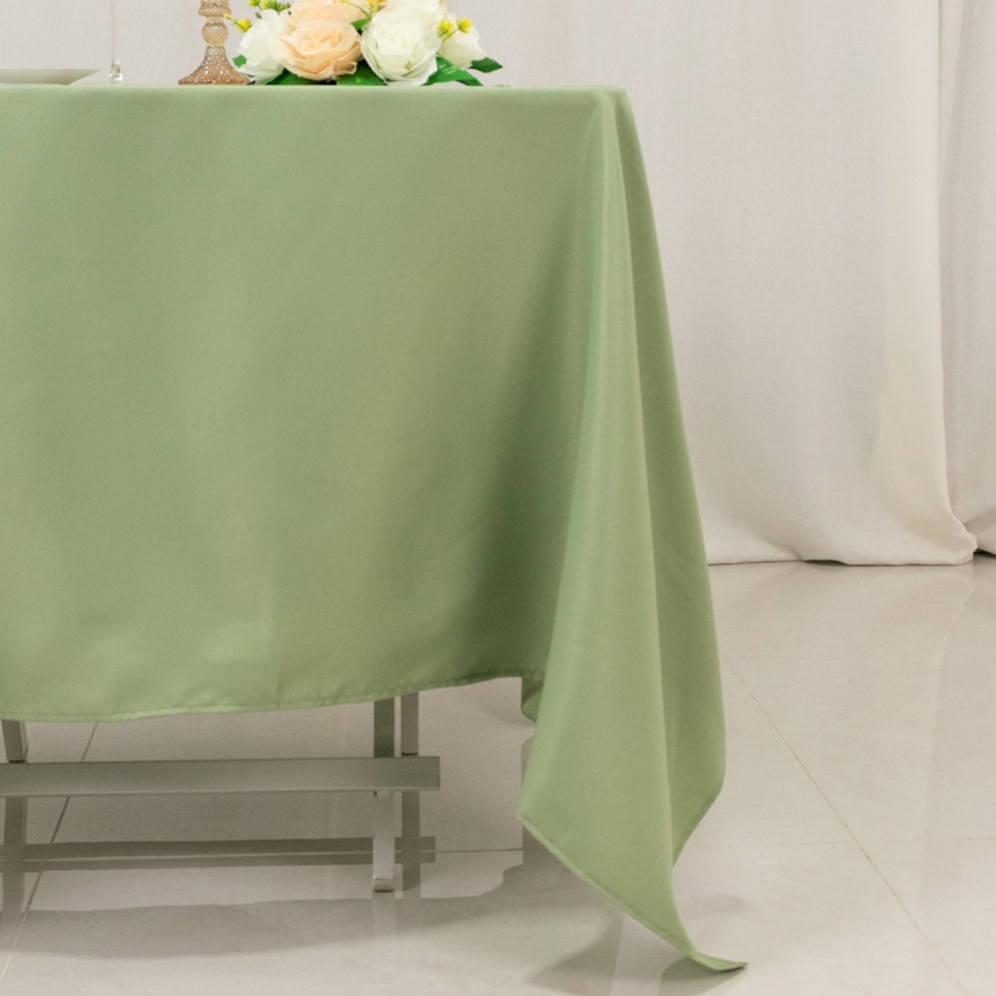 Premium Polyester Square Tablecloth 70"x70" Sage Green 220GSM Wrinkle-Resistant Table Cover