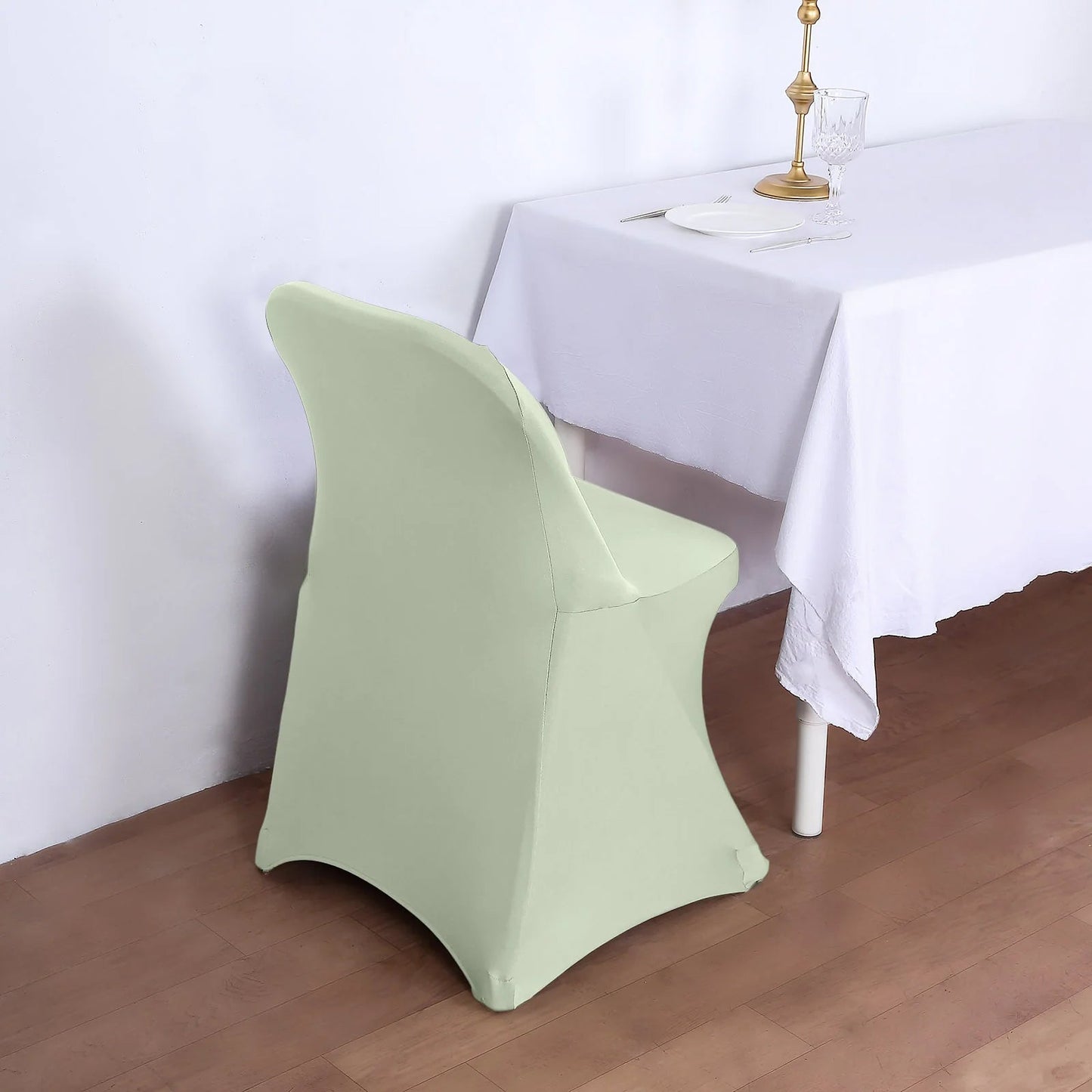 10 Pack Stretch Spandex Chair Covers Sage Green for Folding Chairs - Durable 160GSM Fitted Slipcovers