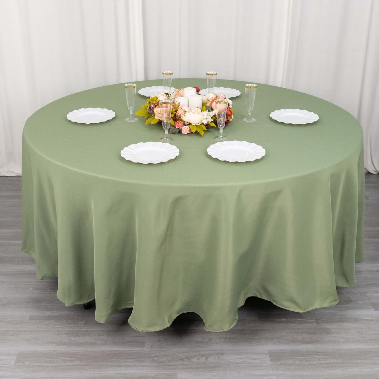 Premium Polyester 108" Round Tablecloth Dusty Sage Green - Wrinkle-Resistant 220GSM Table Cover