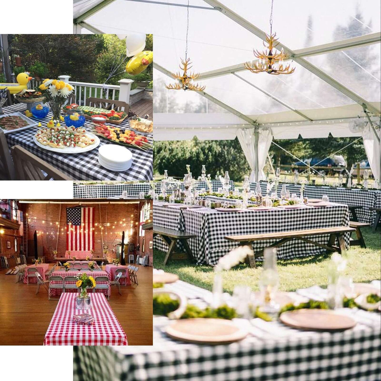 Polyester 90"x156" Rectangle Tablecloth White/Sage Green - Seamless Checkered Buffalo Plaid Table Cover