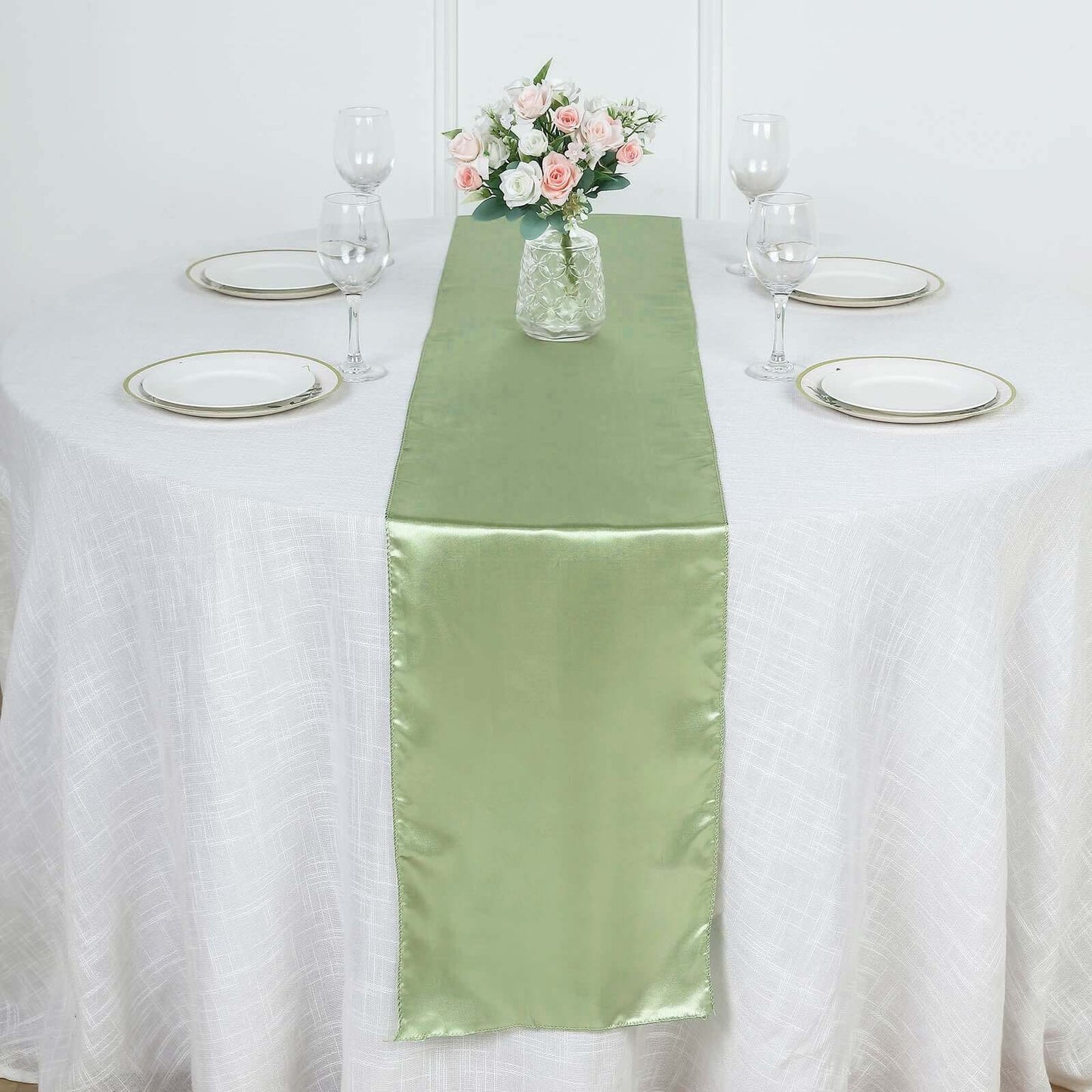 Satin 12"x108" Table Runner Sage Green - Stylish Table Linen