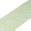 Polyester 9ft Table Runner Sage Green with Gold Foil Modern Geometric Accent