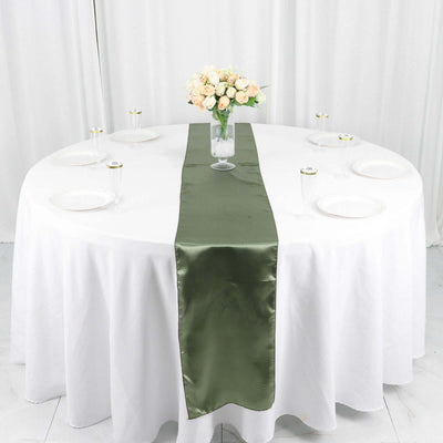 Satin 12"x108" Table Runner Dusty Sage Green - Stylish Table Linen