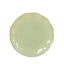 10-Pack Plastic Round 6" Dessert Plates in Sage Green Ruffled Rim with Gold Edging - Sturdy Disposable Salad Appetizer Dinnerware