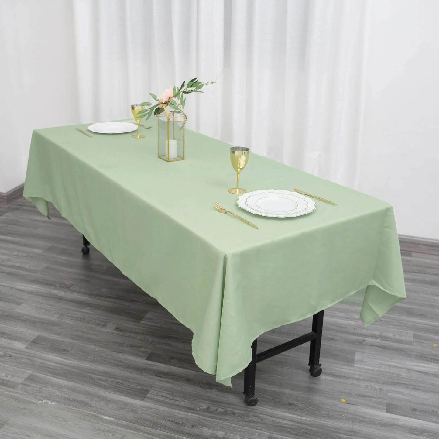 Polyester 60"x102" Rectangle Tablecloth Sage Green - Durable and Stylish Table Cover