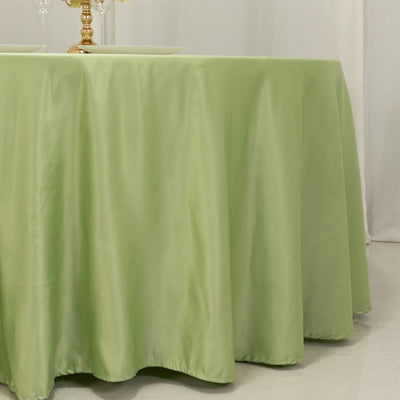 Lamour Satin 120" Round Tablecloth Sage Green - Seamless Table Cover with Soft Tempered Sheen