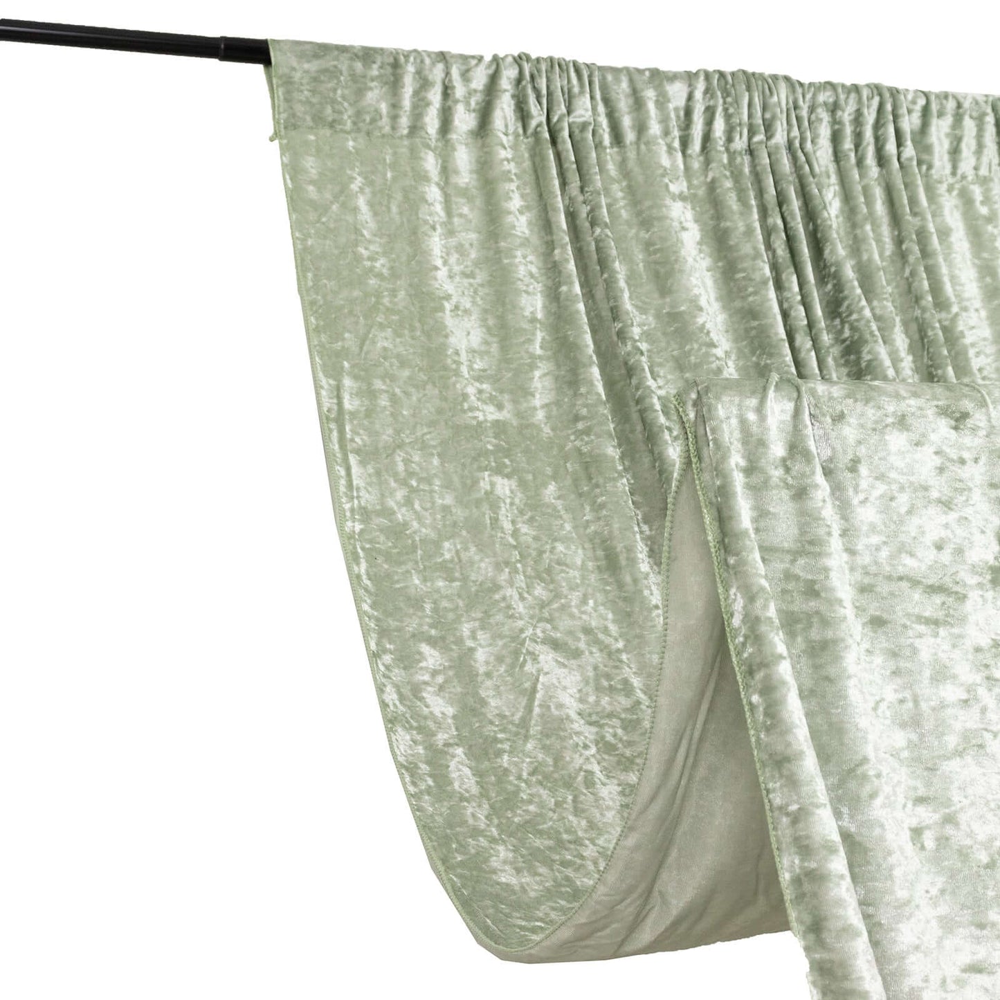 Sage Green Crushed Velvet Backdrop Curtain â€“ 5ft x 12ft Event Drape with Rod Pocket, Privacy Panel for Photo Booths & Events