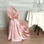 Satin Chair Cover Self-Tie Universal Design Dusty Rose - Durable Slip-On Cover for Folding, Dining, Banquet & Standard Chairs