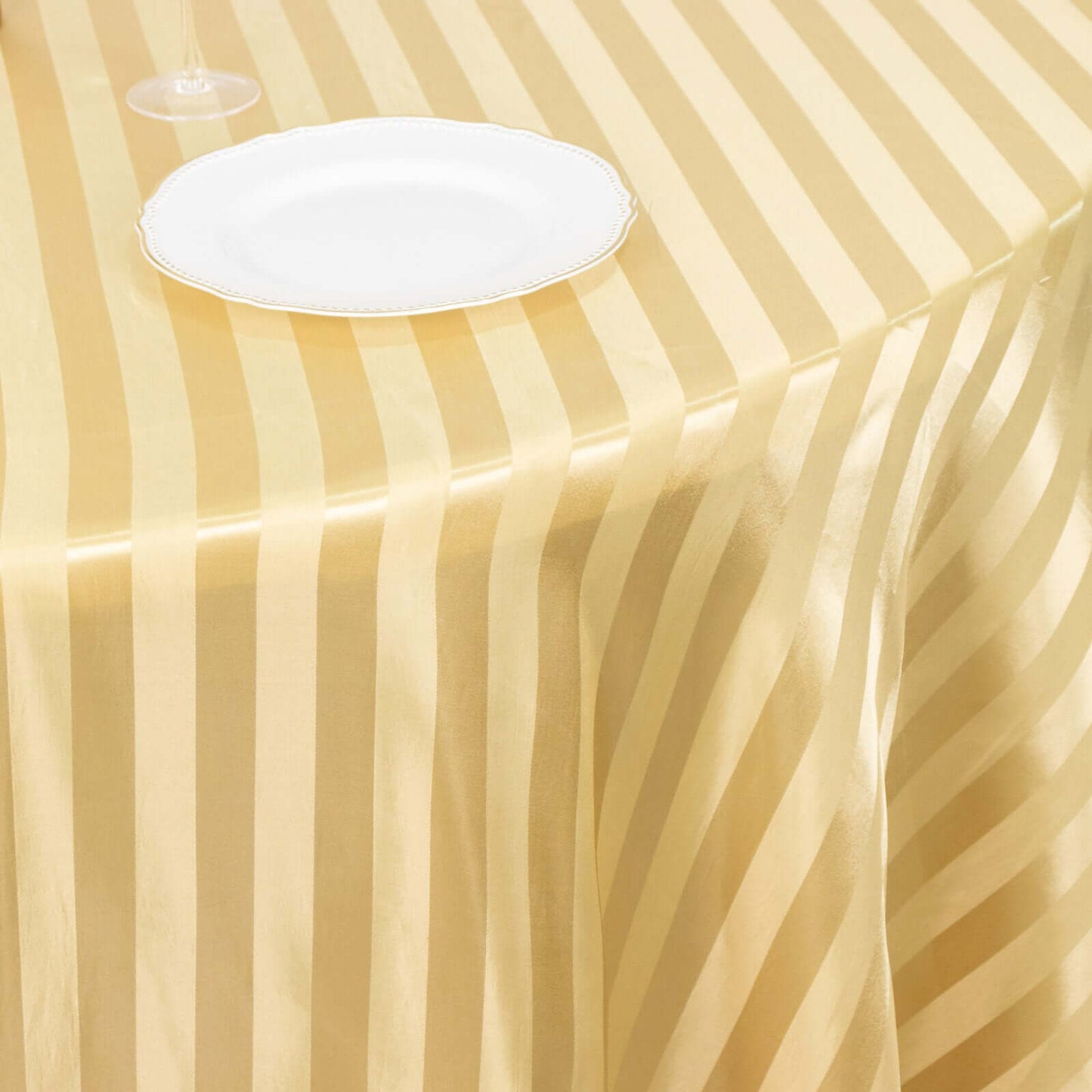 Satin Striped 120" Round Tablecloth Champagne - Silky Smooth Seamless Table Cover