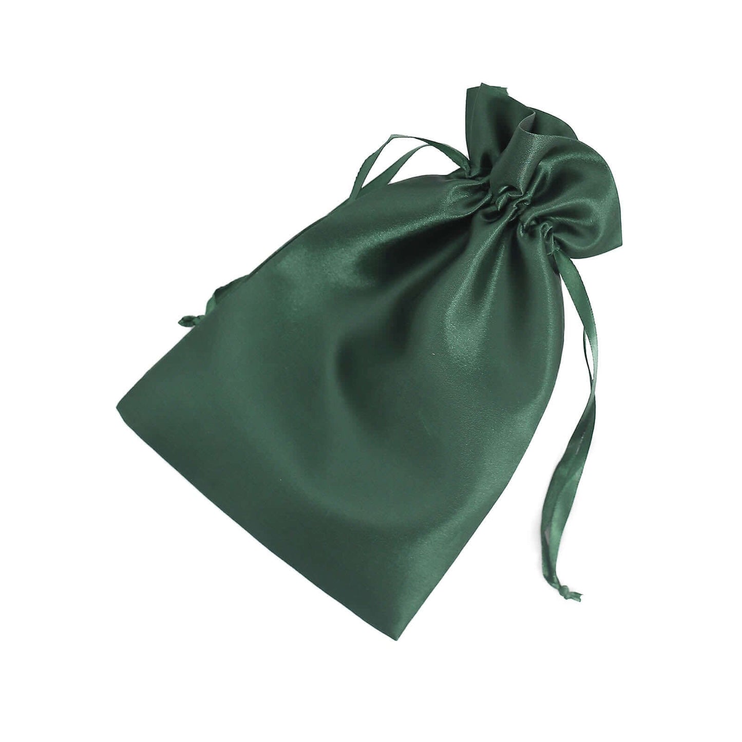 12 Pack 6"x9" Hunter Emerald Green Satin Wedding Party Favor Bags, Drawstring Pouch Gift Bags