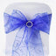 5 Pack Organza Chair Sashes with Satin Leaf Embroidery Royal Blue - Reusable Sheer Design 7"x108"