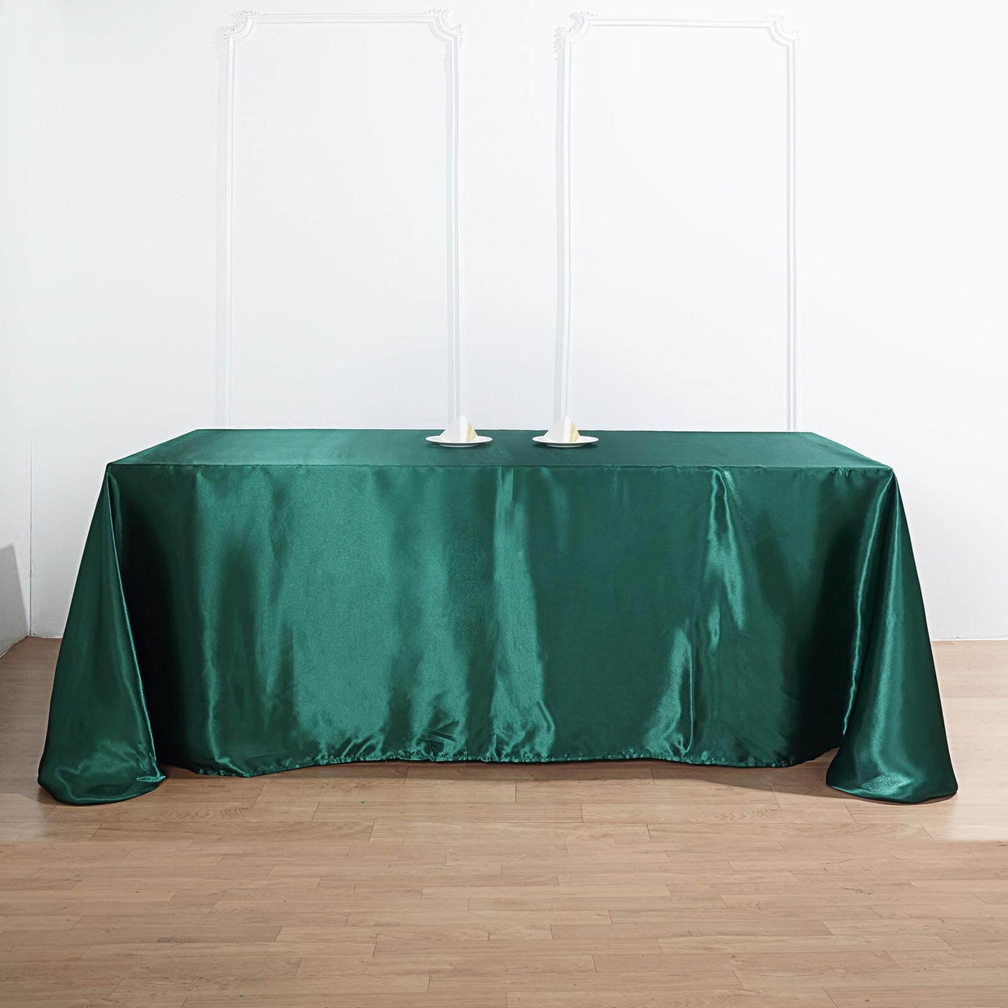 Satin Rectangular 90"x156" Tablecloth Hunter Emerald Green - Seamless Table Cover