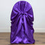 Satin Chair Cover Self-Tie Universal Design Purple - Durable Slip-On Cover for Folding, Dining, Banquet & Standard Chairs