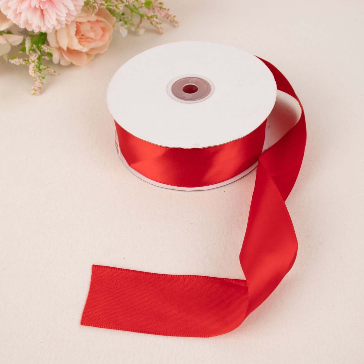 50 Yards 1.5" Red Single Face Decorative Satin Ribbon