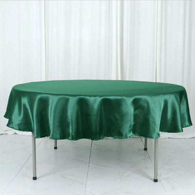 Satin 90" Round Tablecloth Hunter Emerald Green - Smooth and Lustrous Table Cover