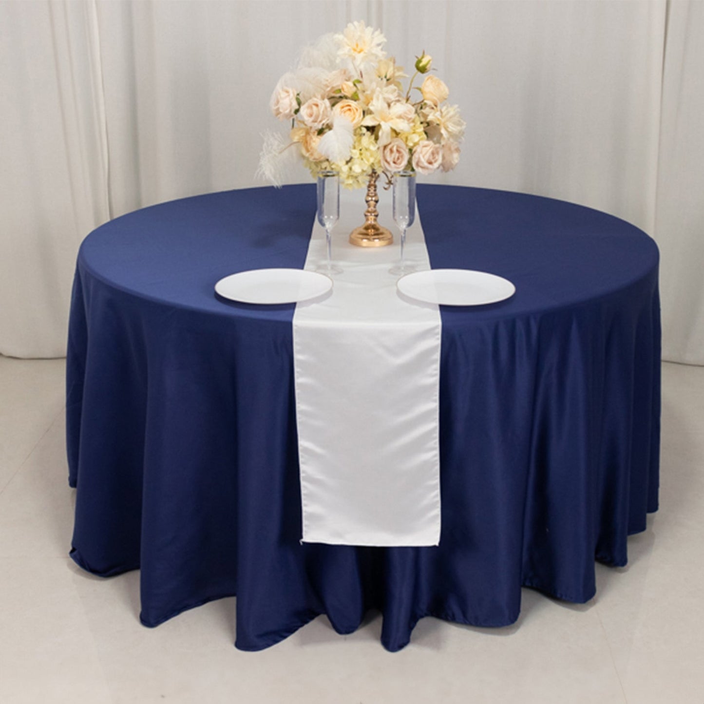 Lamour Satin 12"x108" Table Runner White - Smooth & Lustrous Wedding Decor