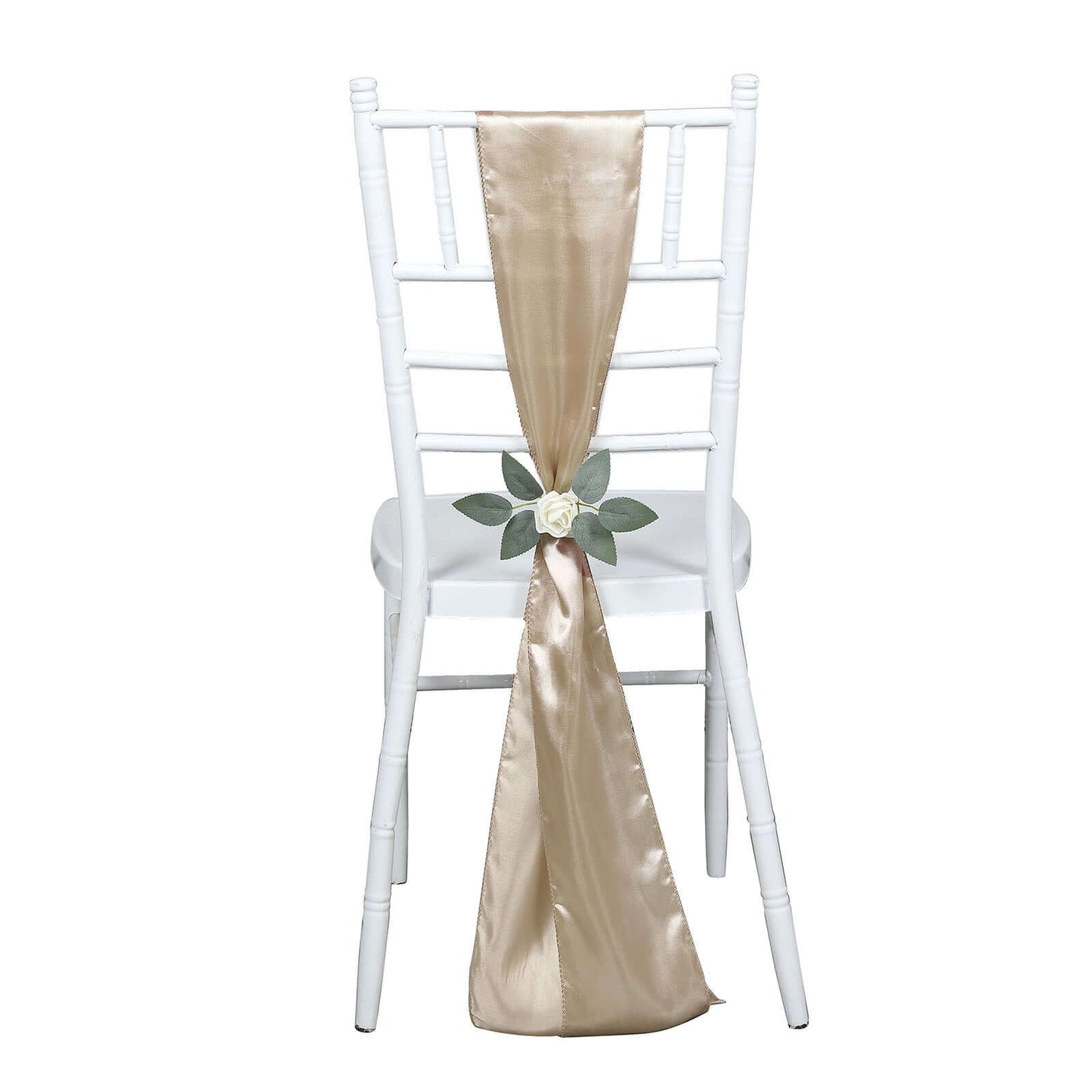 5 Pack Satin Chair Sashes Nude - Durable Chair Bows with Shiny Finish 6"x106"