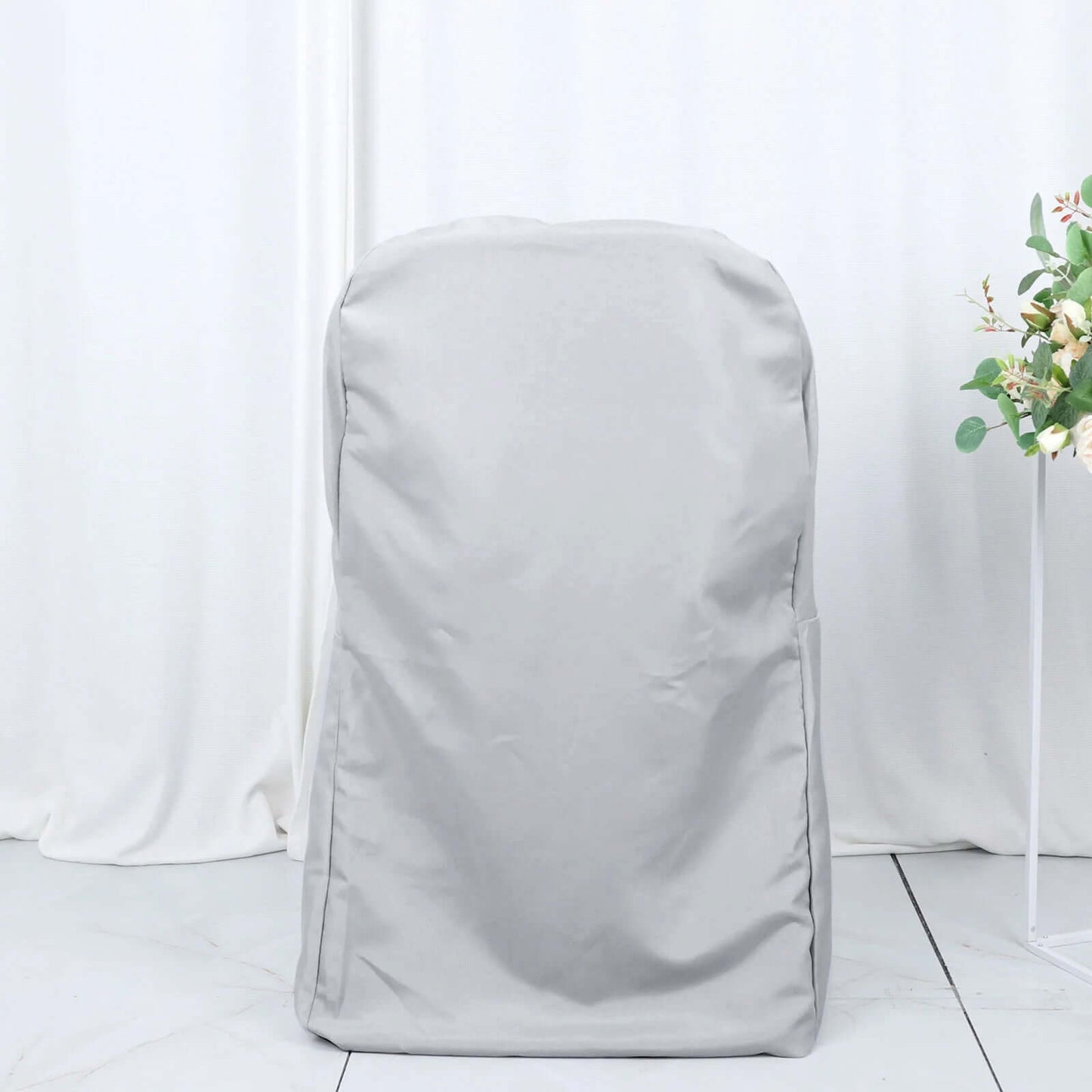 Polyester Slip On Folding Chair Covers Silver - Stain-Resistant Reusable Durable Fabric