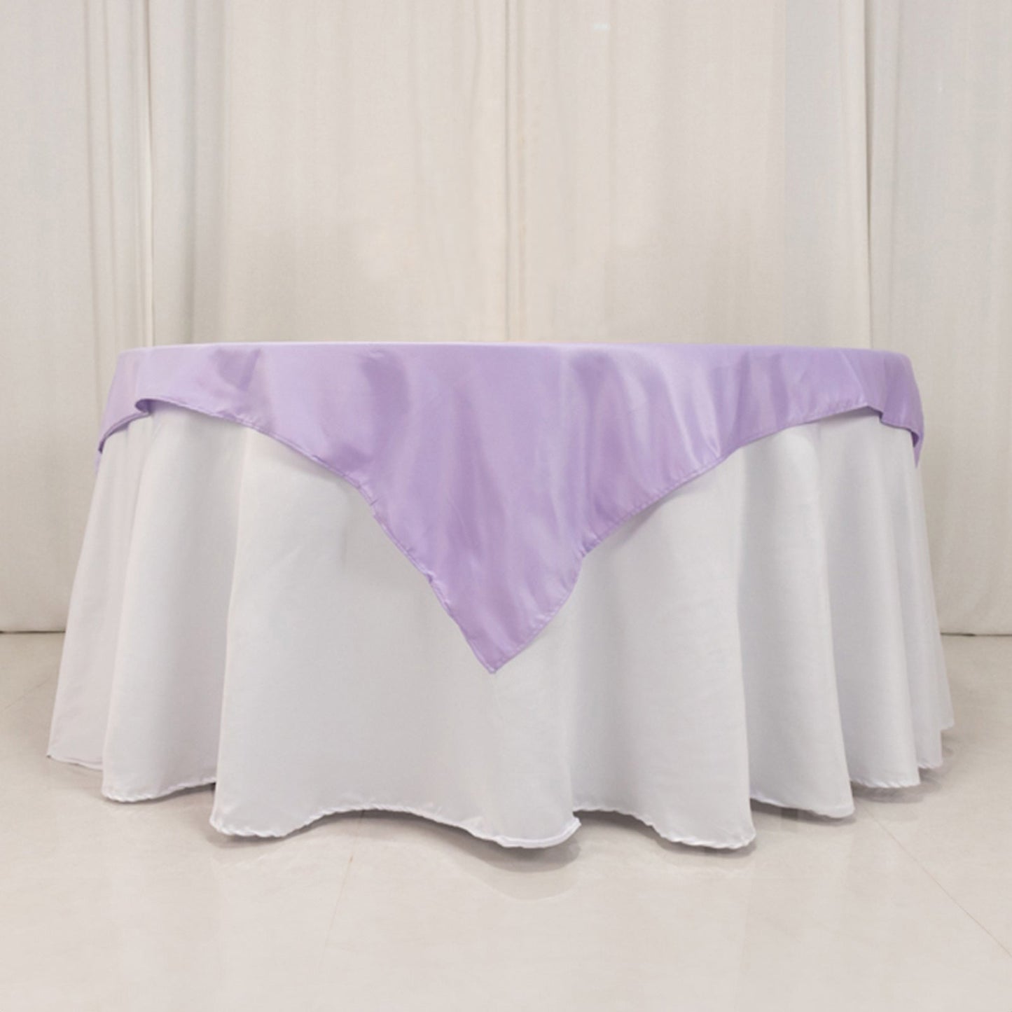 Lamour Satin 54"x54" Table Overlay Square Tablecloth Lavender Lilac - Durable & Silk-Like Table Cover