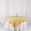 Satin 72"x72" Table Overlay Square Tablecloth Champagne - 3D Rosette Table Cover