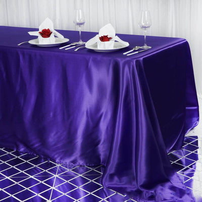 Satin Rectangular 90"x156" Tablecloth Purple - Seamless Table Cover