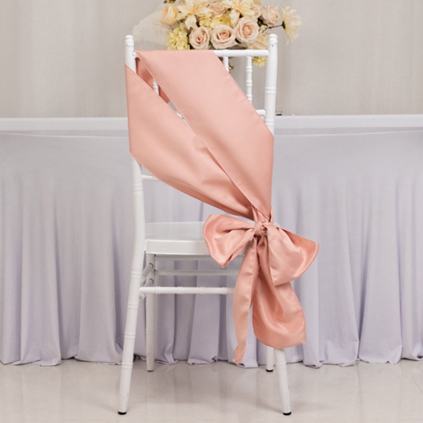 5 Pack Lamour Satin 6"x106" Chair Sashes Dusty Rose - Stylish Reusable Decorative Bows