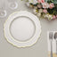 10-Pack Plastic 10" Round Dinner Plates in Clear with Gold Scalloped Rim - Disposable Party Plates