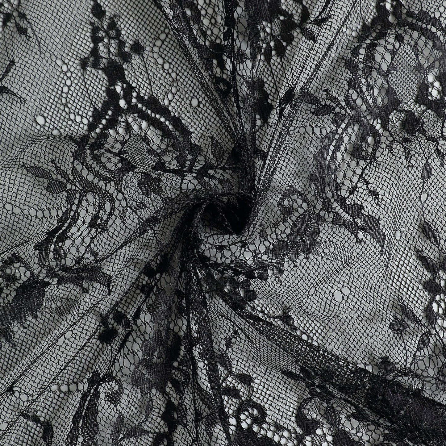 Lace 60"x120" Rectangle Tablecloth Black - Vintage Lace Design with Scalloped Frill Edges