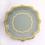 25-Pack Paper Dinner Plates in Sage Green with Gold Scallop Rim - Disposable 300GSM Party Plates 10"