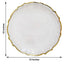 8-Pack Glass Round Charger Plates 13" in Clear with Gold Sunflower Scalloped Rim, Decorative Dinner Chargers