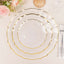 10-Pack Plastic 10" Round Dinner Plates in Clear Sunflower with Gold Scalloped Rim - Disposable Party Plates for Classy Events & Banquets