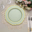 10-Pack Plastic 10" Round Dinner Plates in Sage Green with Gold Scalloped Rim - Disposable Party Plates